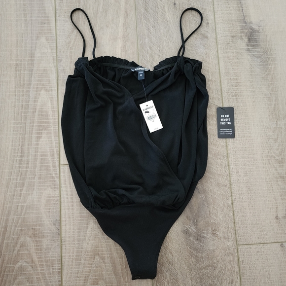 Express Tops - NWT | EXPRESS | Black Spaghetti Strap V-Neck Bodysuit | XS